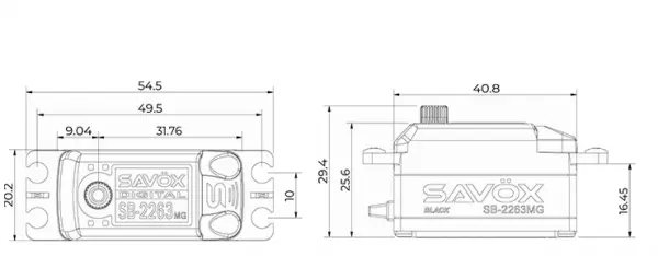Savox SB2263MGB Low Profile Digital Servo - Black - 10KG - 0.076s &mdash; image 10 of 10