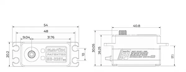 Savox SB2267SG+ Low Profile Brushless Black Servo - 25kg 0.08s &mdash; image 9 of 9