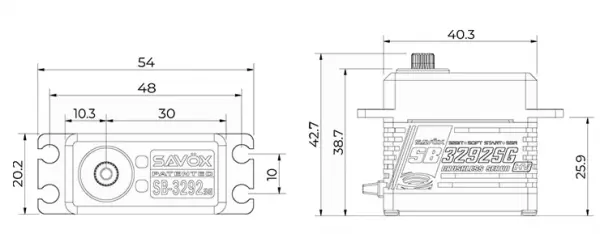 Savox SB3292SG HV Brushless CNC Servo - 40kg 0.07s — image 9 of 9