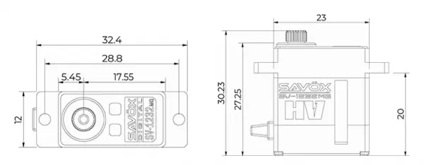 Savox SV1232MG High Voltage Micro 400 Size Alloy Case Servo -5KG - 0.05 — image 8 of 8