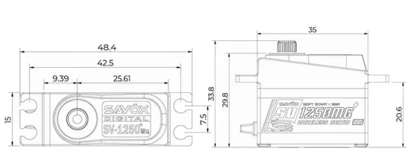 Savox SV1250MG Plus High Voltage Digital Mini Cyclic Servo - 8KG - 0.095s — image 8 of 8