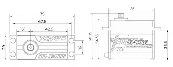 Savox Waterproof HV 1:5 Rhino Servo - 65kg 0.17s — image 8 of 8