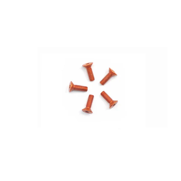 Aluminium Countersunk Hex Head Screw - M2.5 x 8 Orange (5)