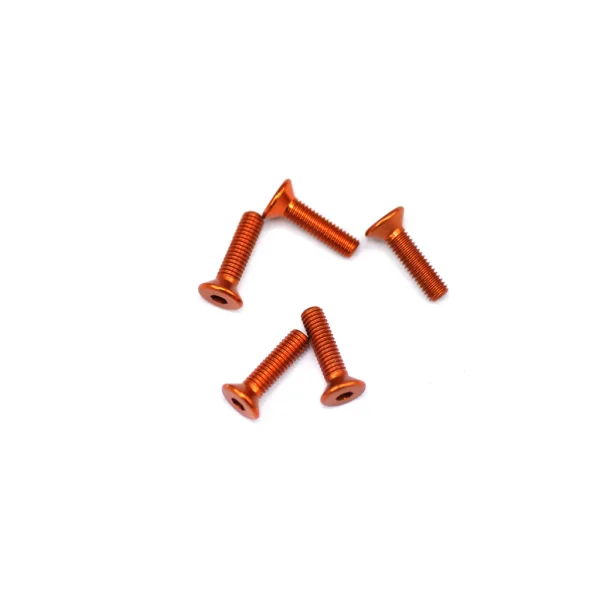 Aluminium Countersunk Hex Head Screw - M3 x 12 Orange (5)