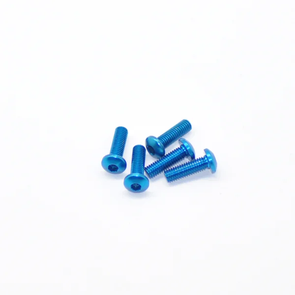 Aluminium Button Hex Head Screw - M3 x 10 Blue (5)
