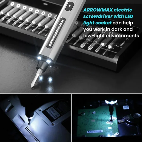 Arrowmax SES Black Electric Screwdriver - 34 Bits - Plus Engraving & Polishing pen ** CLEARANCE **