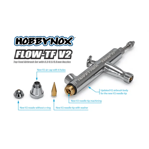 Hobbynox Flow-TF V2 Airbrush Top Feed 0.3/0.5/0.8mm