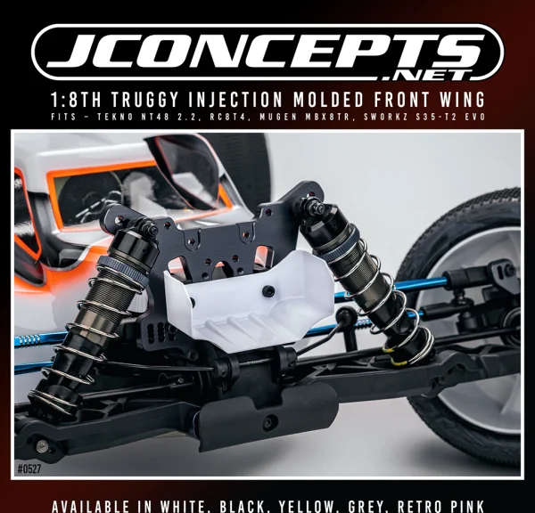 J Concepts 1:8 Truggy Molded Front Wing Black - 2pc