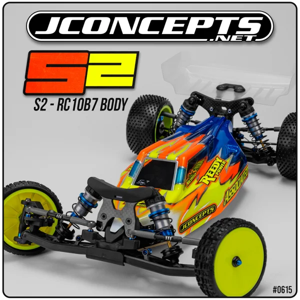 J Concepts S2 RC10B7 Bodyshell With Carpet/Turf/Dirt Wing - Lightweight