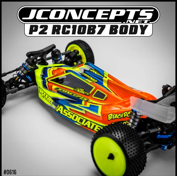 J Concepts P2 RC10B7 Bodyshell With Carpet/Turf/Dirt Wing