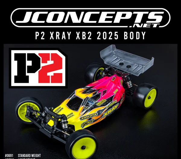 J Concepts P2 - XRAY XB2 2025 Body w/carpet/turf/dirt Wing — image 2 of 2