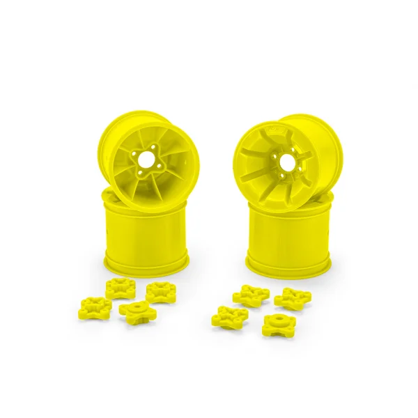 J Concepts Pioneer - RC10T 2.2 Rear Wheel Ylw + Adapter 4pc