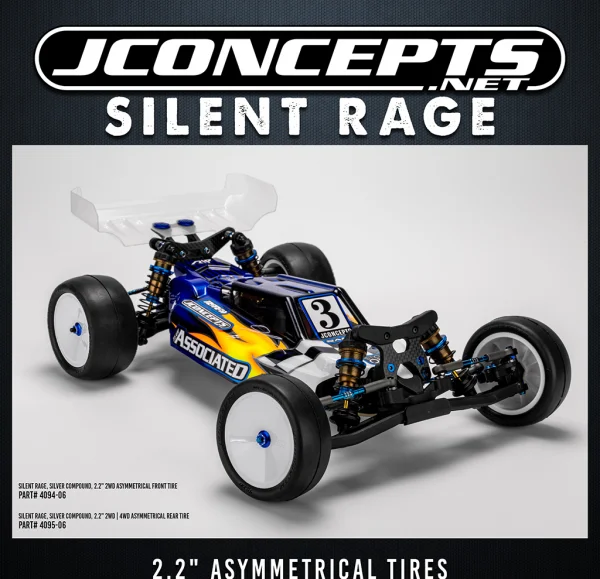 J Concepts Silent Rage Silver 2.2 Rear Asymmetrical Tire — image 2 of 2