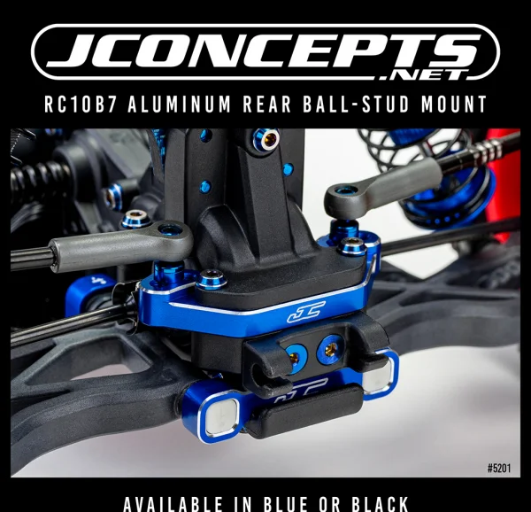 J Concepts RC10B7 Aluminium Rear Ball Stud Mount - Black