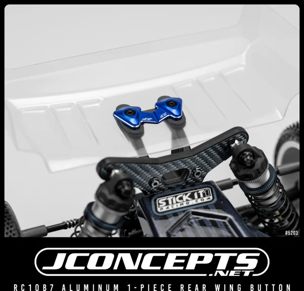 J Concepts RC10B7 Aluminium 1 Piece Rear Wing Button - Blue