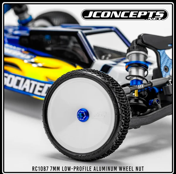 J Concepts RC10B7 M4 Low-Profile Alloy Wheel Nut - Blue - 4pc
