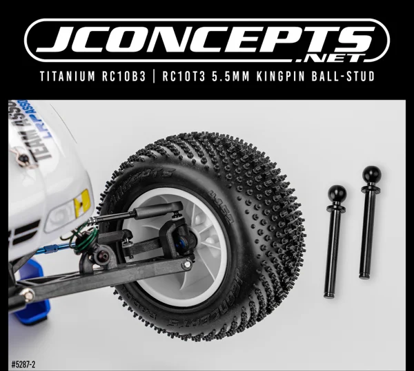 J Concepts Titanium RC10B3/T3 5.5mm Kingpin Ball Stud Black &mdash; image 2 of 2