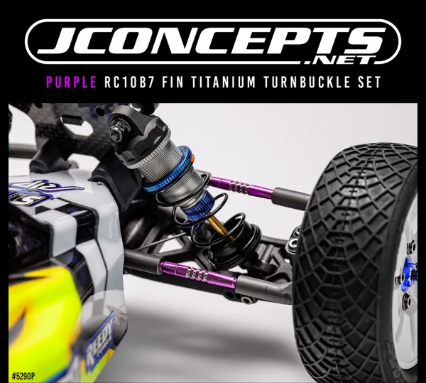 J Concepts RC10B7 Fin Titanium Turnbuckle Set 6pc - Purple &mdash; image 2 of 2