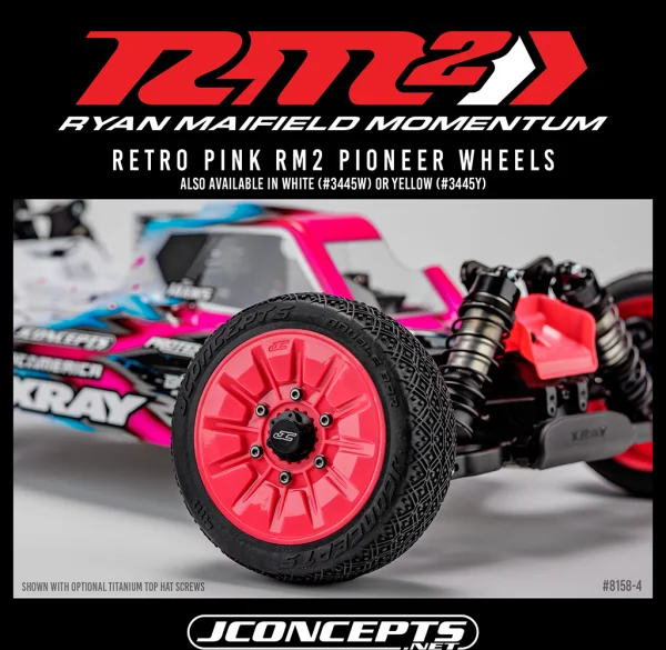 J Concepts RM2 Pioneer 1:8 Buggy Wheel 83mm - Pink 4pc &mdash; image 2 of 2