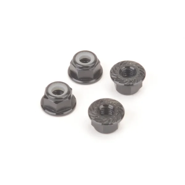 M4 Alloy Serrated Nyloc Nuts - Black (4)