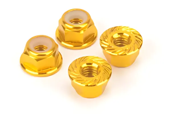 M4 Alloy Serrated Nyloc Nuts - Gold (4) — image 1 of 2
