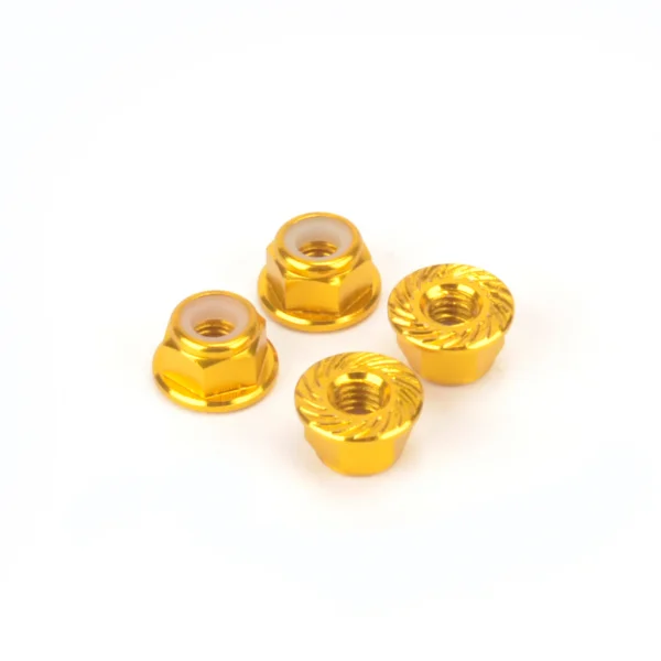 M4 Alloy Serrated Nyloc Nuts - Gold (4)