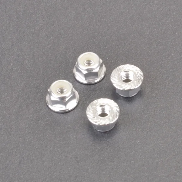 M4 Alloy Serrated Nyloc Nuts - Silver (4)