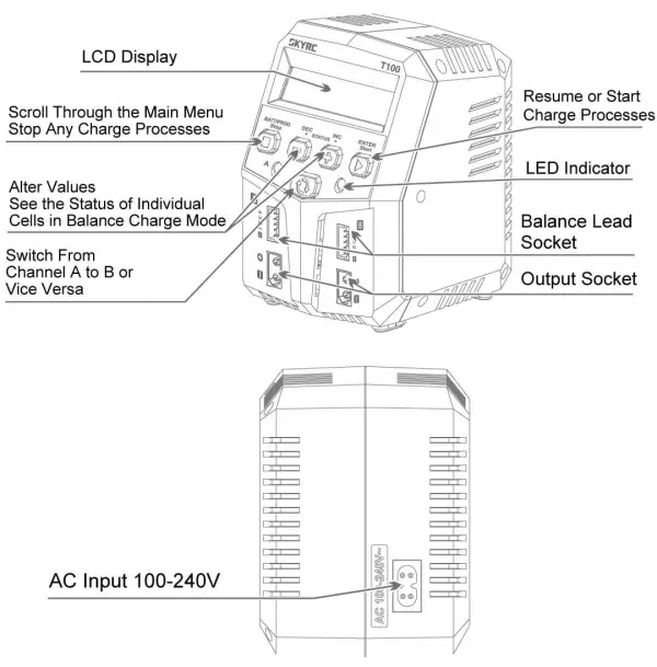 SKYRC T100 AC 100W Dual Balance Charger	 &mdash; image 4 of 4