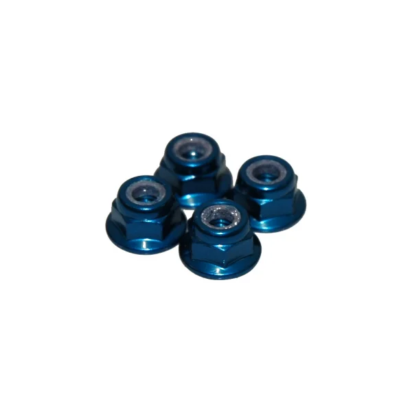 M4 Nylock Flanged Wheel Nut - Blue Alloy (4)