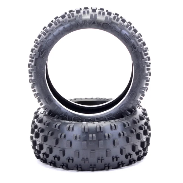 Schumacher Stagger Rib 1:8 Buggy Tyres - Silver - 1 Pair