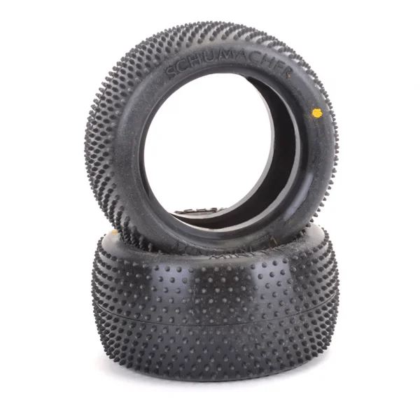 Schumacher Mini Pin 1 Rear Buggy Tyres - Yellow - 1 Pair — image 1 of 2