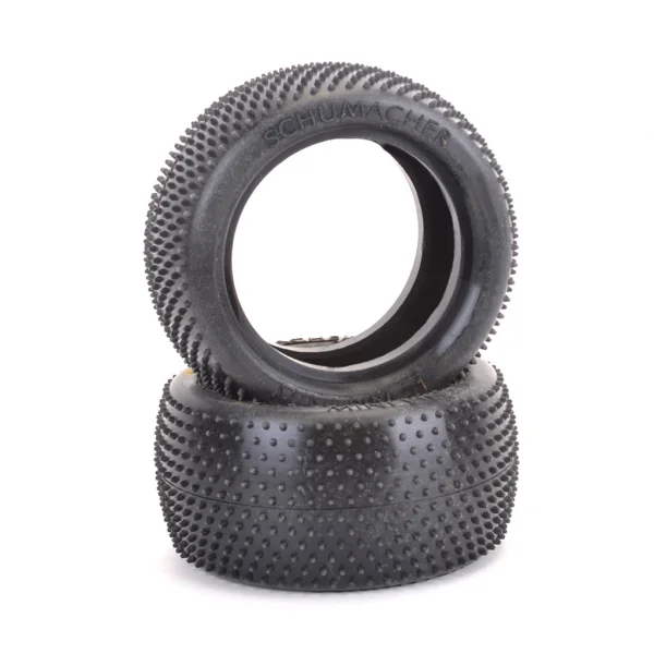 Schumacher Mini Pin 1 Rear Buggy Tyres - Silver - 1 Pair