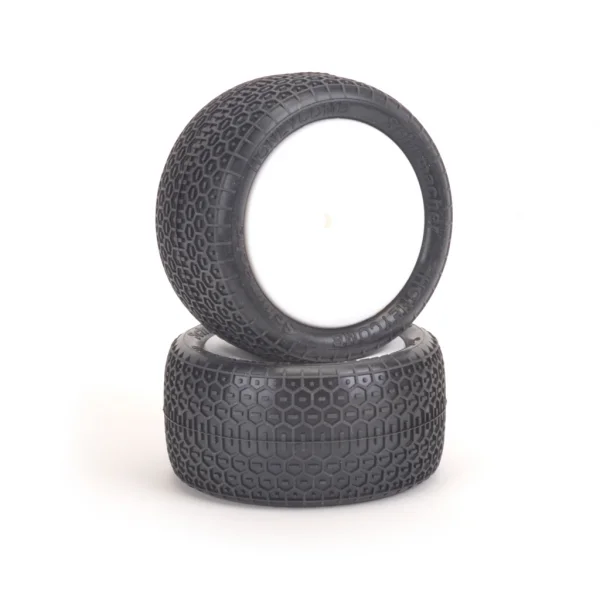 Schumacher Honeycomb Tyres - Yellow - Pre Glued on 1:10 Rear Buggy Wheels With Cragg Inserts (2)