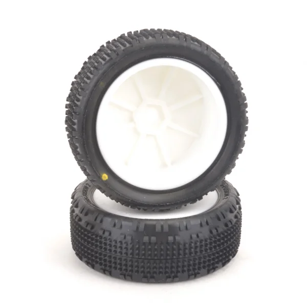 Schumacher Cactus Fusion 2 - 1:10 4WD Front Tyres Pre Glued on White Rims - Yellow (2)	