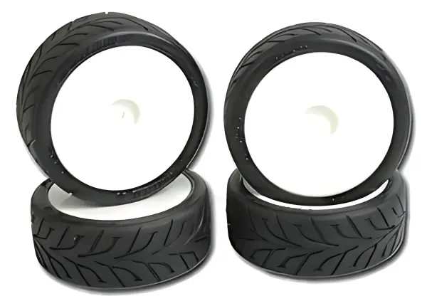 Shimizu D01J Wet Tyres Mounted on Revlite Wheels (4) (BRCA National Wet Control Tyre) — image 1 of 2