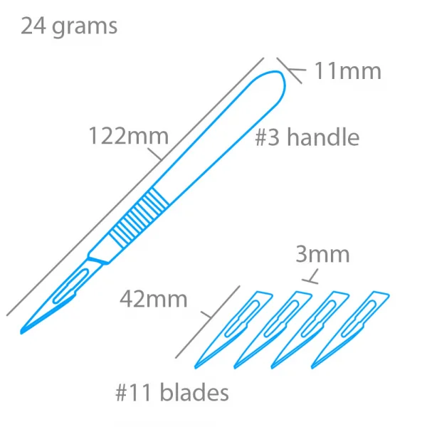 Modelcraft Stainless Steel Scalpel HDl No.3 11 Blade (Pkn1214/3/11)