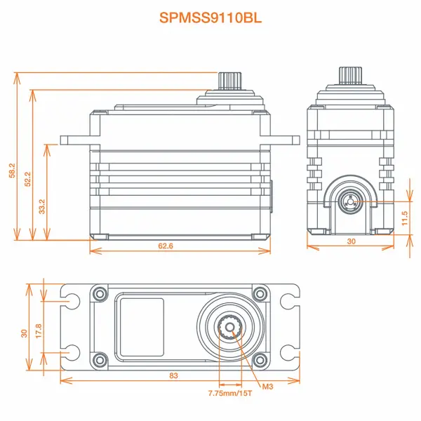 S9110BL 1/5 Speed Metal Servo &mdash; image 3 of 4