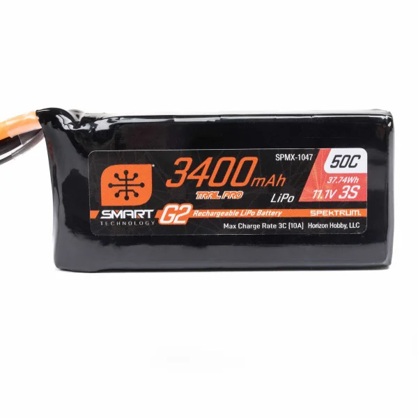 Spektrum 11.1V 3400mAh 3S 50C Smart G2 Trail Pro LiPo Battery: IC3
