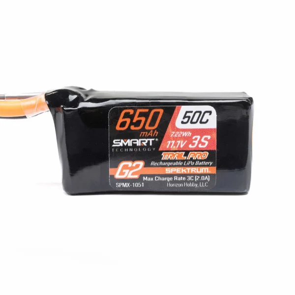 Spektrum 11.1V 650mAh 3S 50C Smart G2 Trail Pro LiPo Battery: IC2