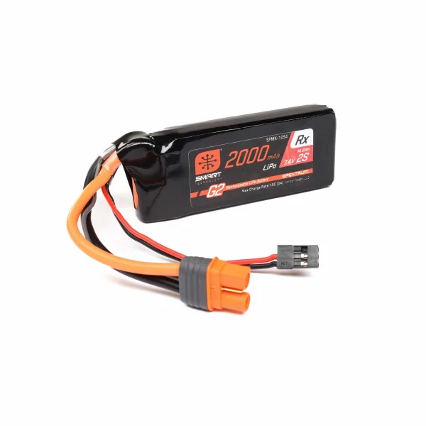 Spektrum 2S 7.4V 2000mAh 15C Smart G2 Receiver LiPo Battery - IC3 + BEC Connectors ** CLEARANCE **