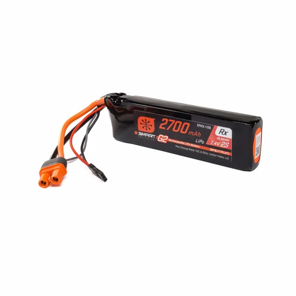 Spektrum 2S 7.4V 2700mAh 15C Smart G2 Receiver LiPo Battery - IC3 + BEC Connectors