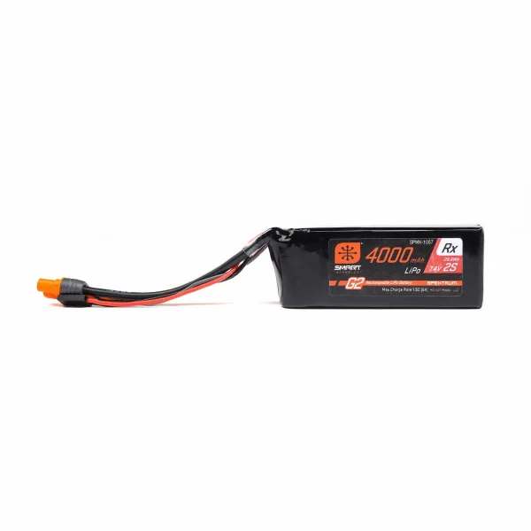 Spektrum 2S 7.4V 4000mAh 15C Smart G2 Receiver LiPo Battery - IC3 + BEC Connectors