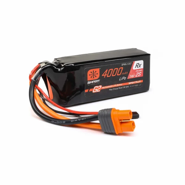 Spektrum 2S 7.4V 4000mAh 15C Smart G2 Receiver LiPo Battery - IC3 + BEC Connectors