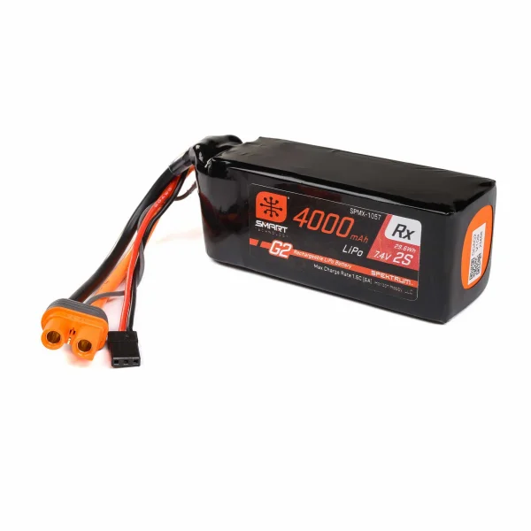 Spektrum 2S 7.4V 4000mAh 15C Smart G2 Receiver LiPo Battery - IC3 + BEC Connectors
