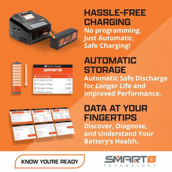Spektrum SMART Powerstage Bundle - 1400mAh 2S 30C LiPo Battery IC2 with S100 USB-C Charger — image 4 of 4
