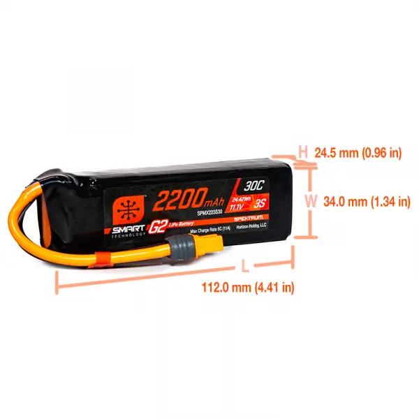 Spektrum 2200Mah 3S 11.1V Smart G2 30C IC3 &mdash; image 4 of 4