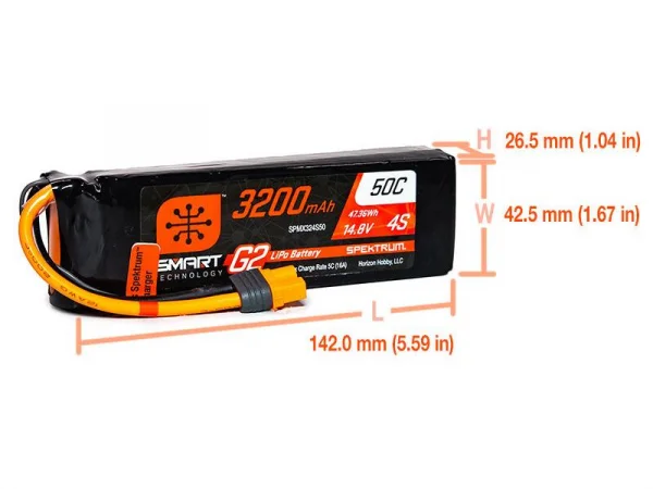 Spektrum 3200Mah 4S 14.8V Smart G2 50C IC3