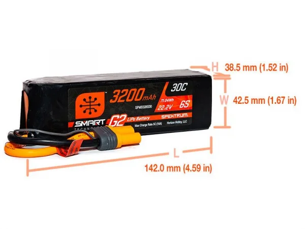 Spektrum 3200Mah 6S 22.2V Smart G2 30C IC5