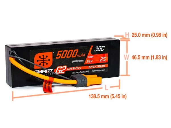 Spektrum 5000Mah 2S 7.4V Smart G2 30C IC5