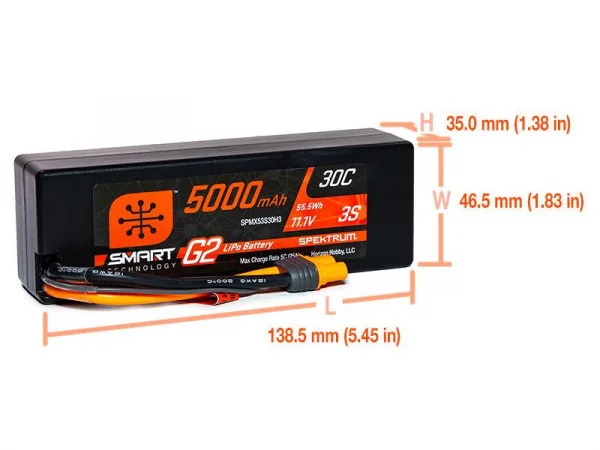 Spektrum 5000Mah 3S 11.1V Smart G2 30C IC3